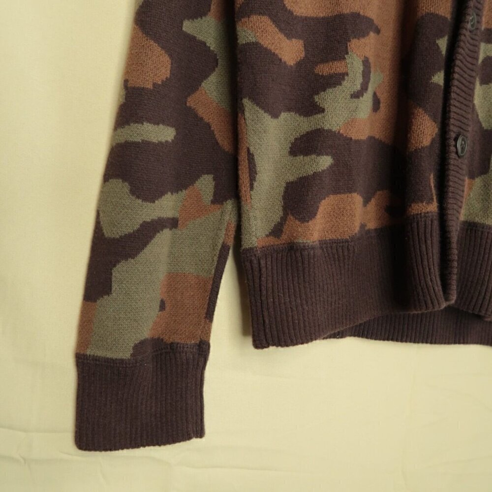 On The Byas Camo Cardigan Womens Small Cotton Blend Long Sleeves V Neck Knit - Picture 4 of 9